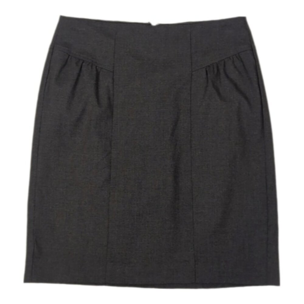 Banana Republic Pencil Skirt Ruched Panel Above Knee Charcoal Stretch Size 4